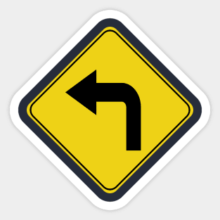 Caution Road Sign Left Turn Arrow Sticker